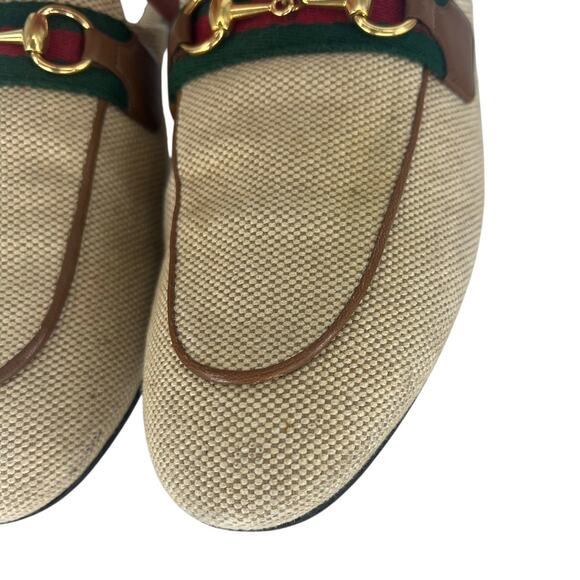 Gucci Canvas Vintage Charlotte Web Princetown Mule Slippers in Sand Cuir - Picture 8 of 16